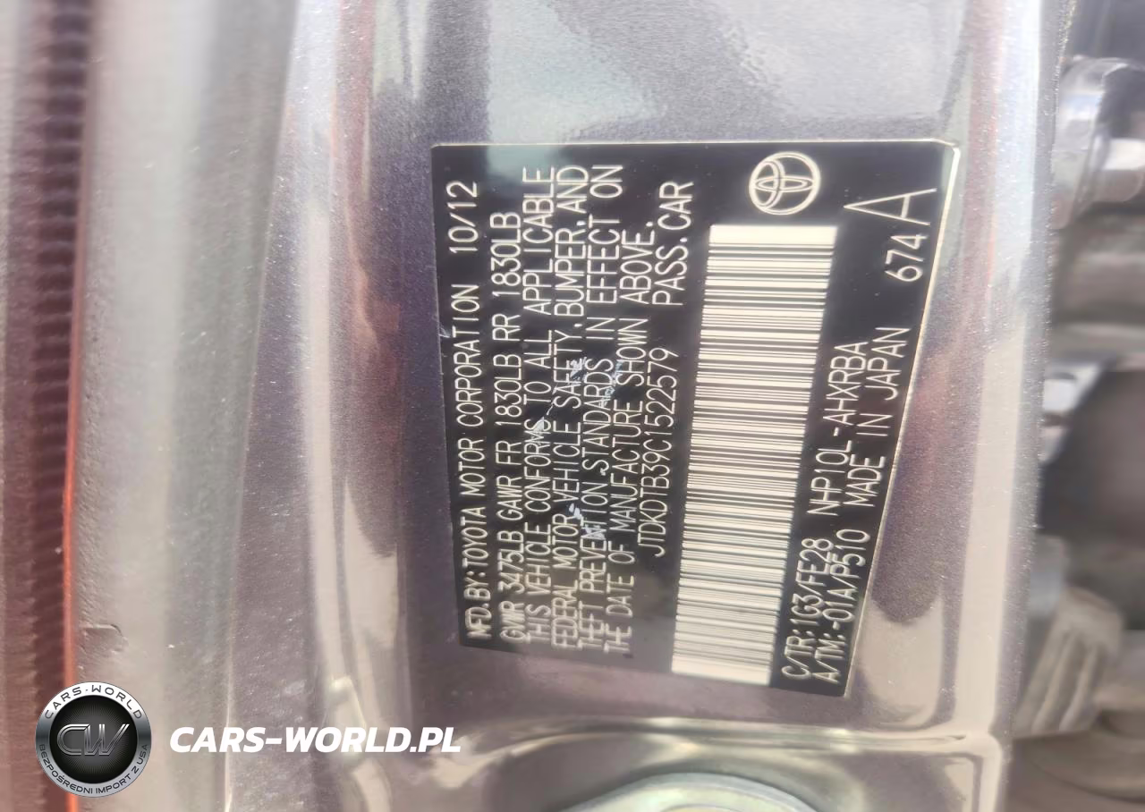 2012 Toyota Prius C One VIN:JTDKDTB39C1522579 - 12