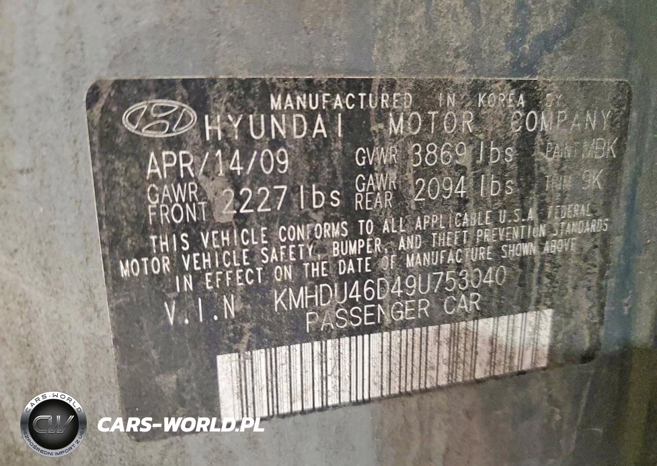 2009 Hyundai Elantra Gls VIN:KMHDU46D49U753040 - 12