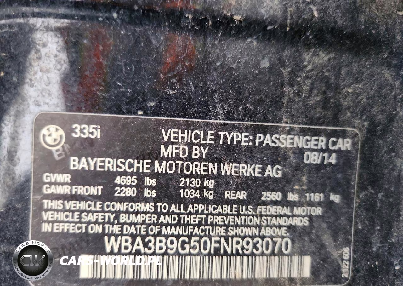 2015 BMW 335 Xi VIN:WBA3B9G50FNR93070 - 12
