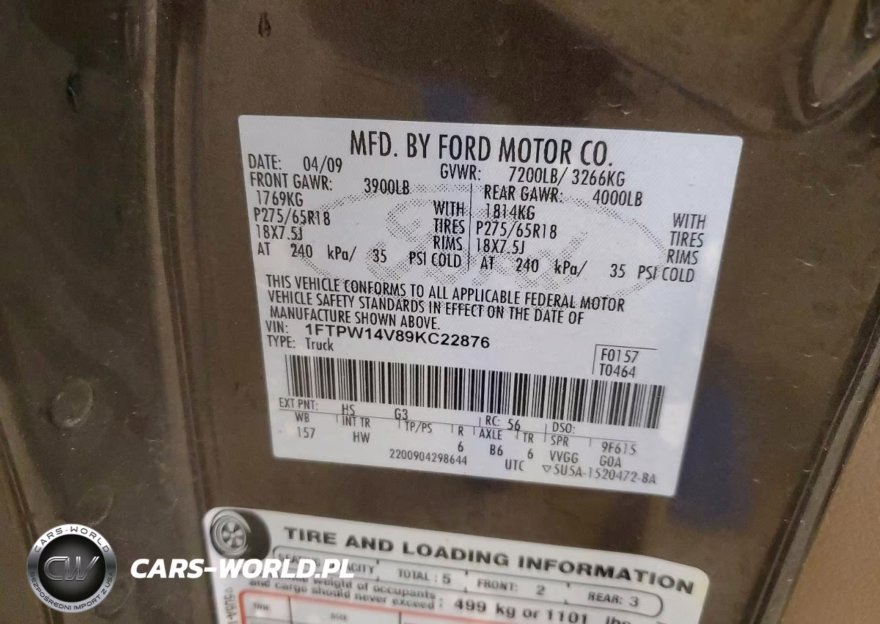 2009 Ford F150 Supercrew VIN:1FTPW14V89KC22876 - 12