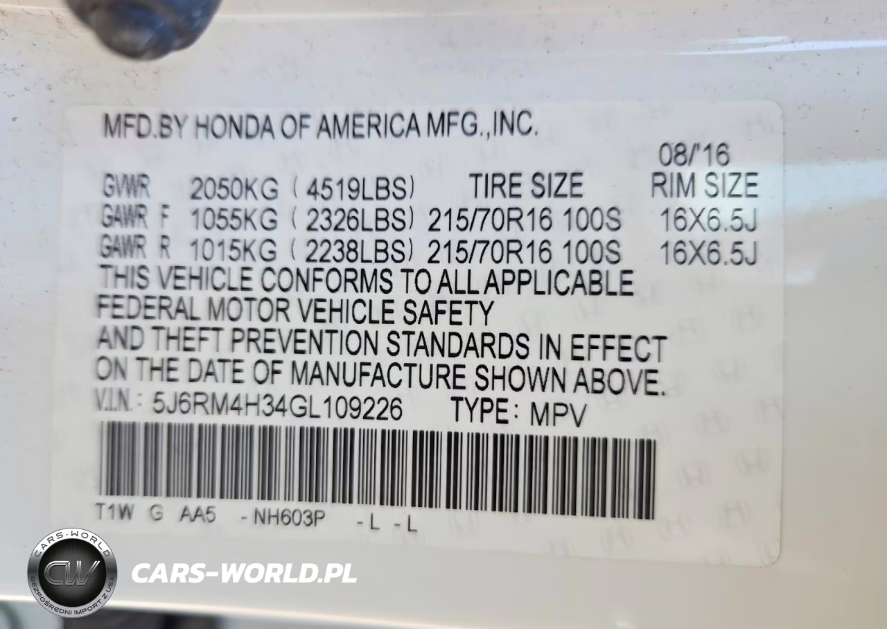 2016 Honda Cr-V Lx VIN:5J6RM4H34GL109226 - 14