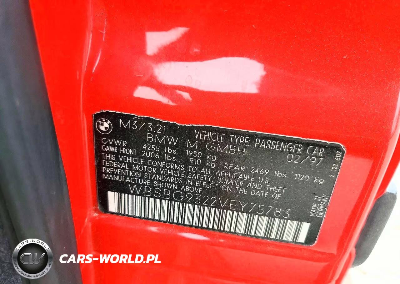 1997 BMW M3 VIN:WBSBG9322VEY75783 - 12
