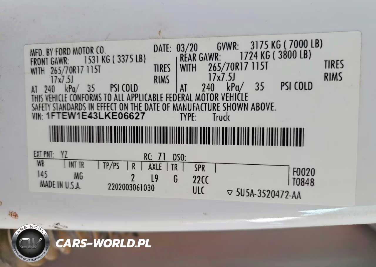 2020 Ford F150 Supercrew VIN:1FTEW1E43LKE06627 - 12