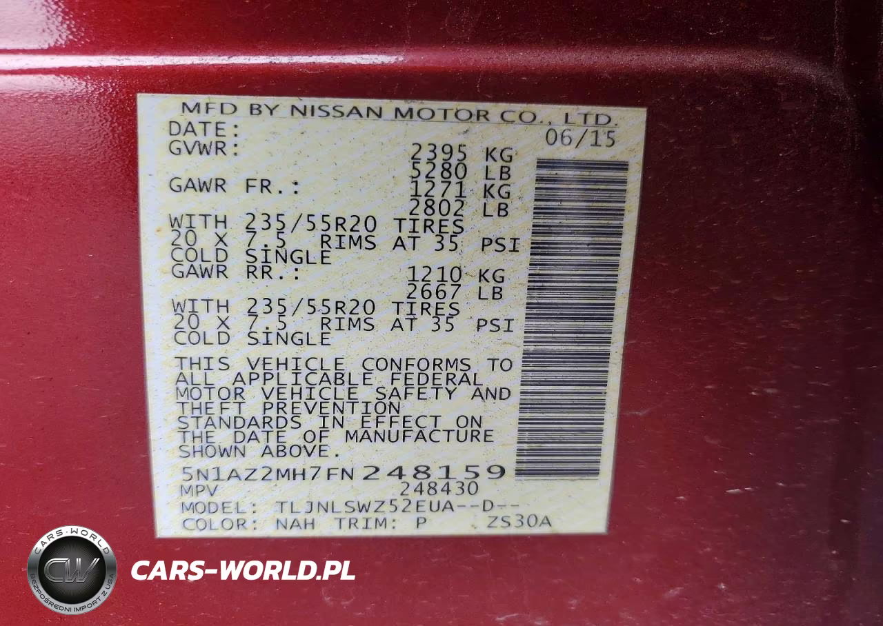 2015 Nissan Murano Platinum VIN:5N1AZ2MH7FN248159 - 13