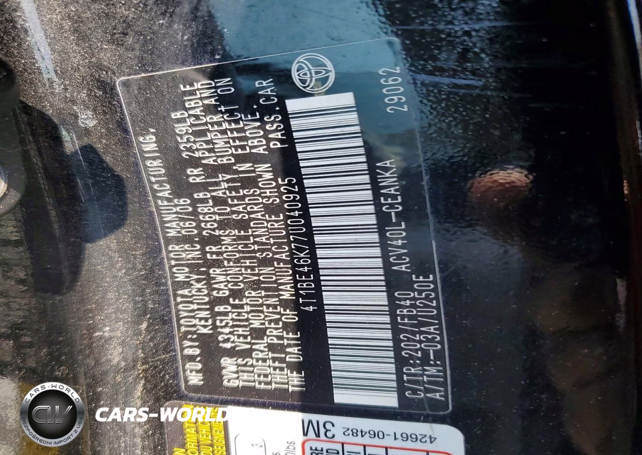 2007 Toyota Camry Le VIN:4T1BE46K77U040925 - 13