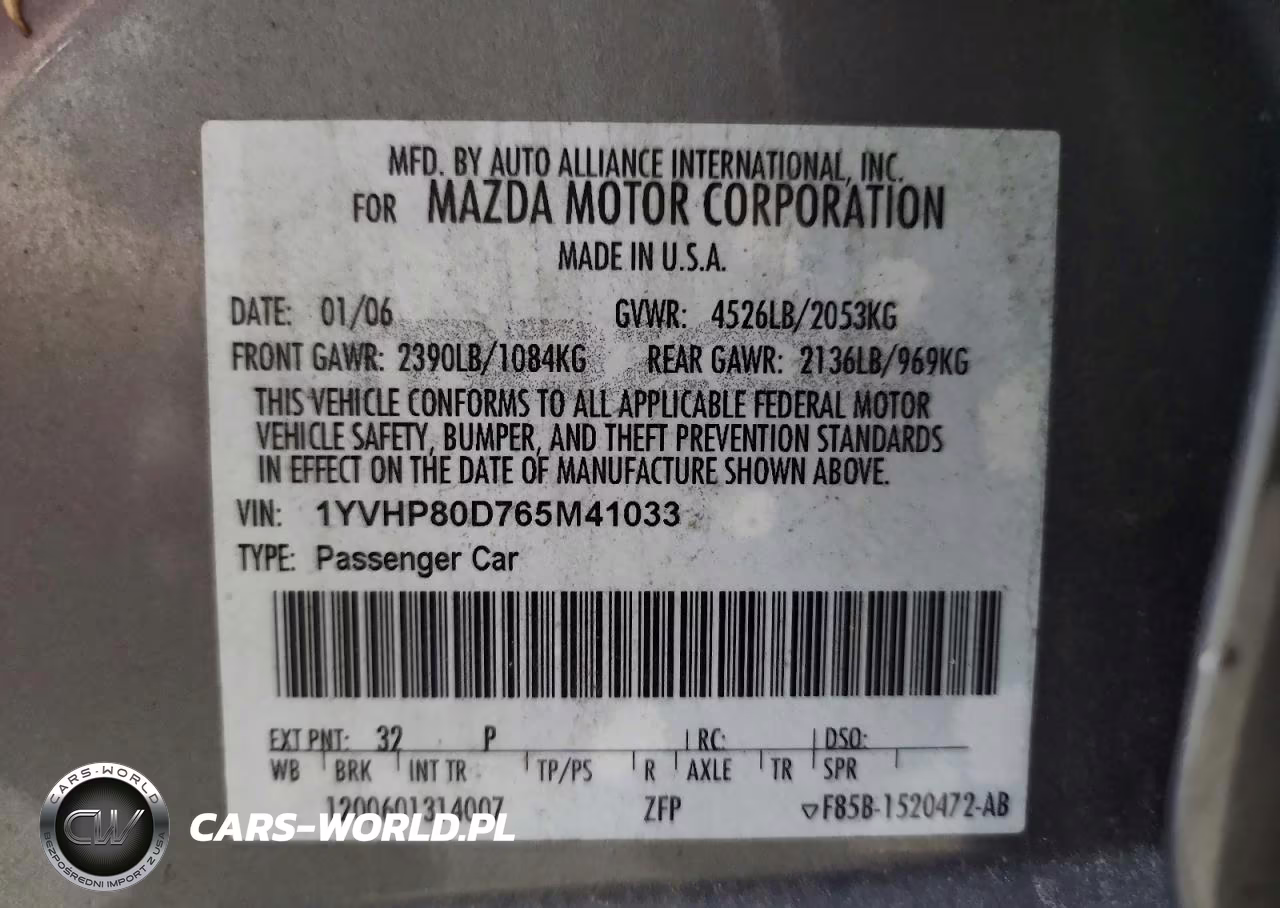 2006 Mazda 6 S VIN:1YVHP80D765M41033 - 12