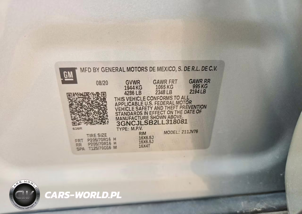 2020 Chevrolet Trax 1Lt VIN:3GNCJLSB2LL318081 - 12