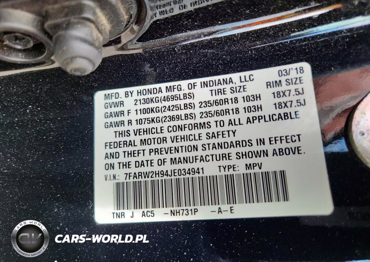 2018 Honda Cr-V Touring VIN:7FARW2H94JE034941 - 13