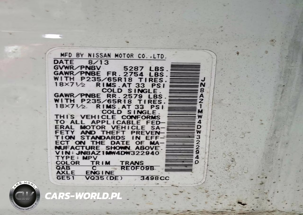 2013 Nissan Murano S VIN:JN8AZ1MW4DW322940 - 14