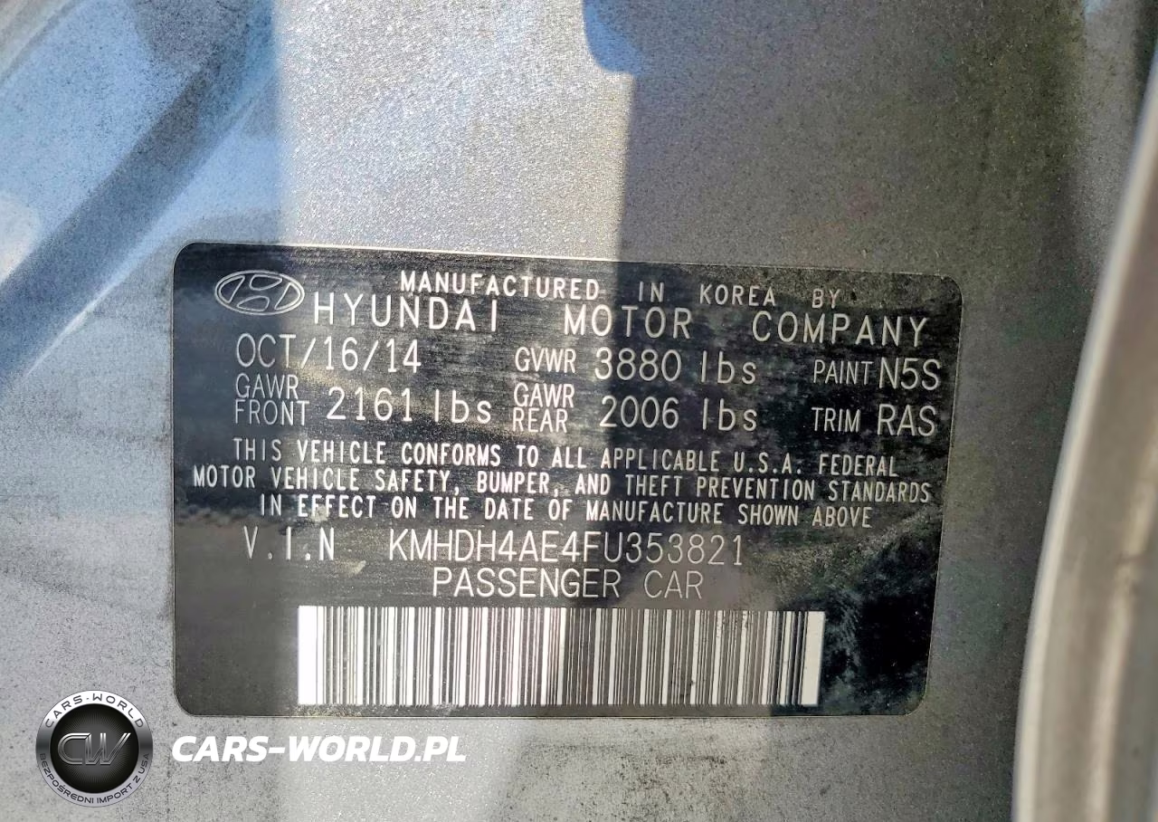2015 Hyundai Elantra Se VIN:KMHDH4AE4FU353821 - 13