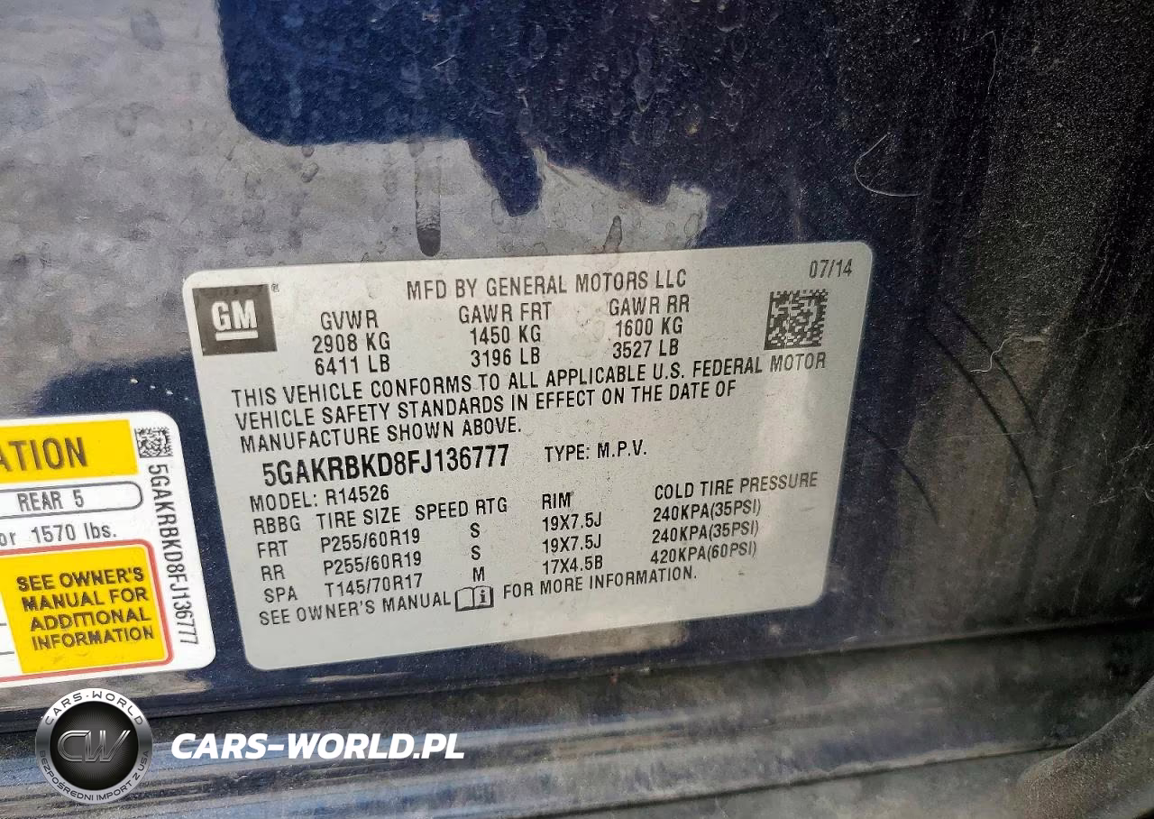 2015 Buick Enclave VIN:5GAKRBKD8FJ136777 - 13