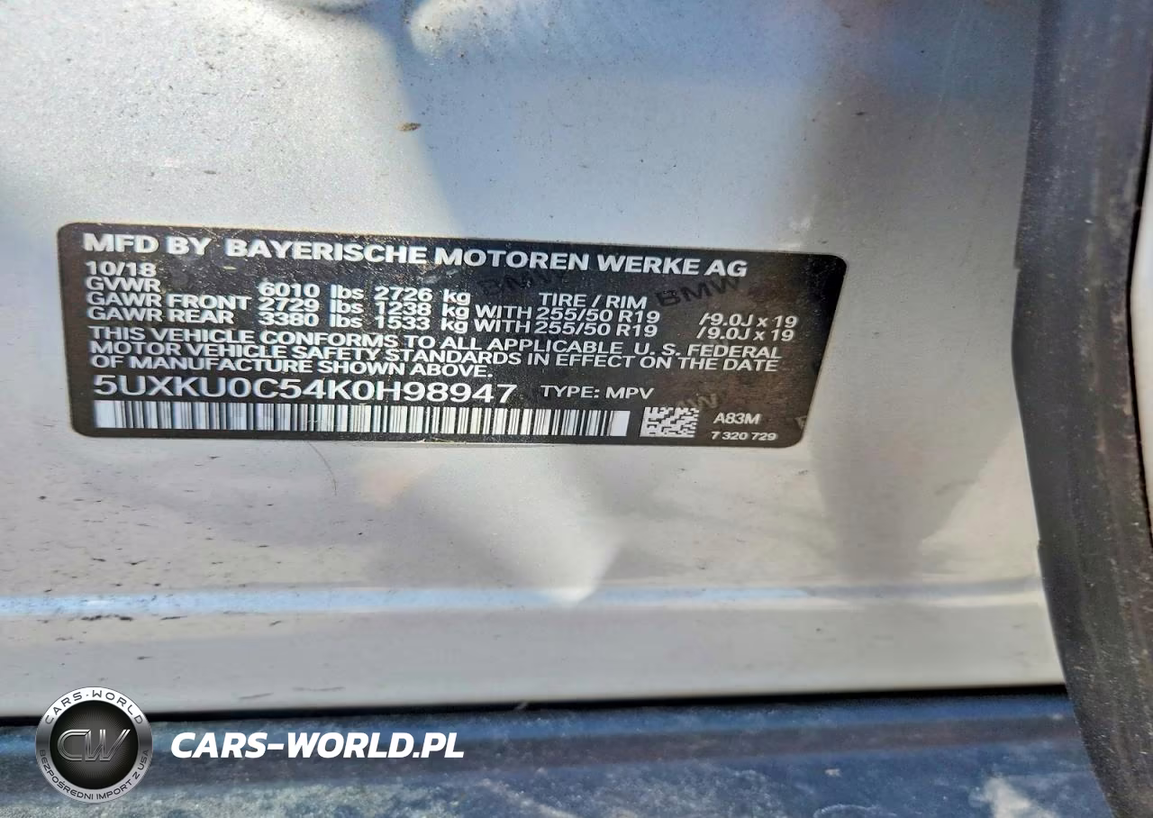 2019 BMW X6 Sdrive35I VIN:5UXKU0C54K0H98947 - 13