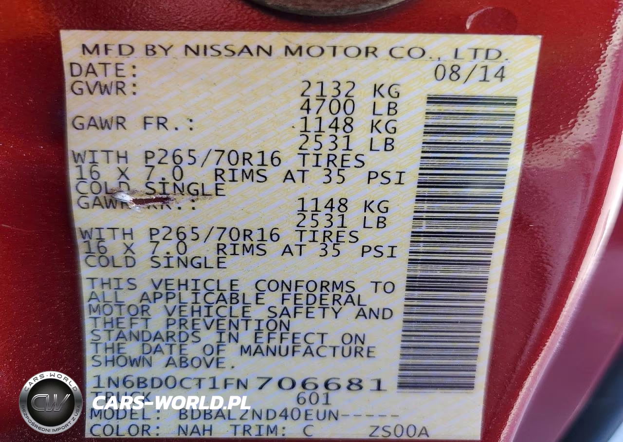 2015 Nissan Frontier Sv VIN:1N6BD0CT1FN706681 - 12