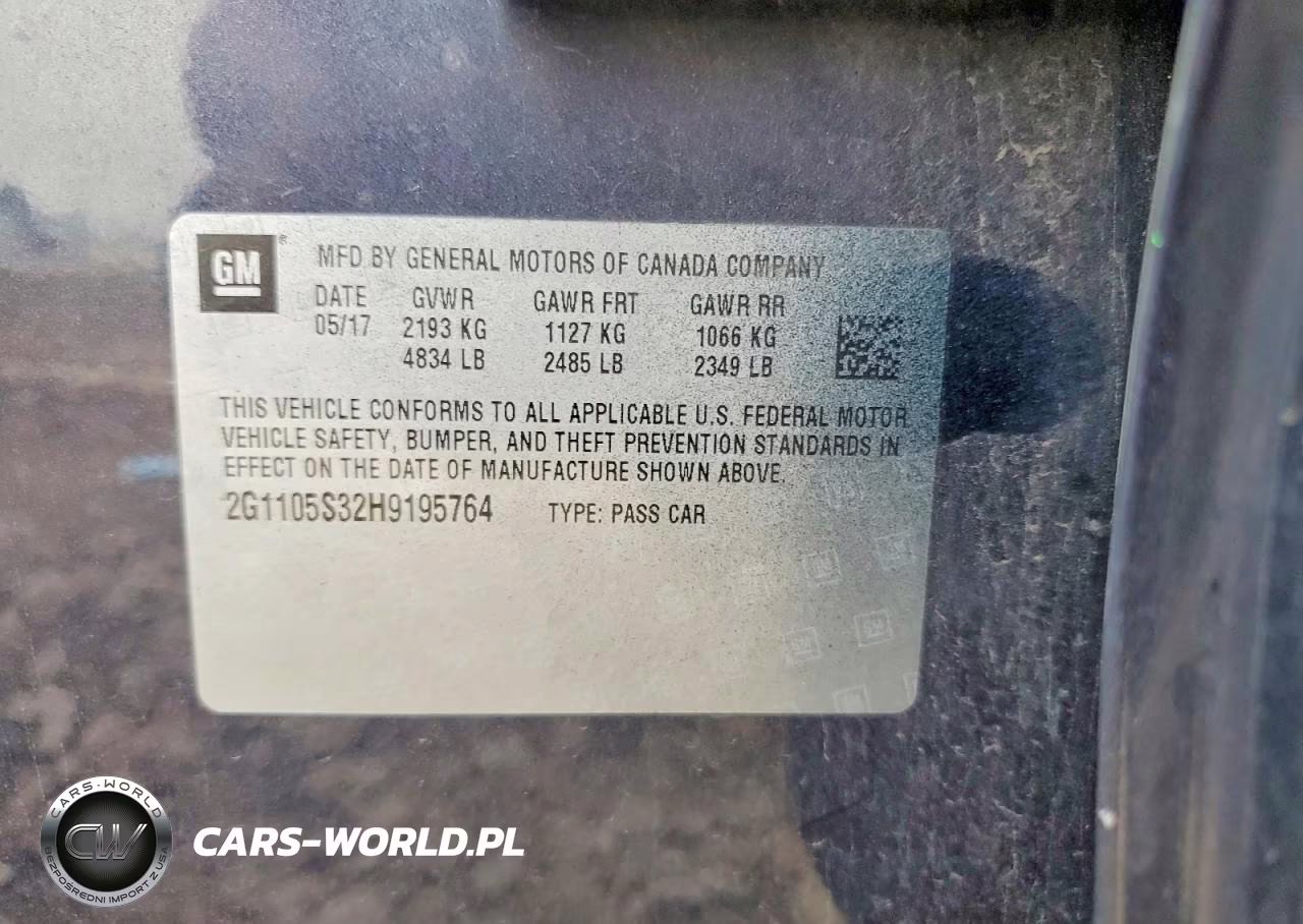 2017 Chevrolet Impala Lt VIN:2G1105S32H9195764 - 12
