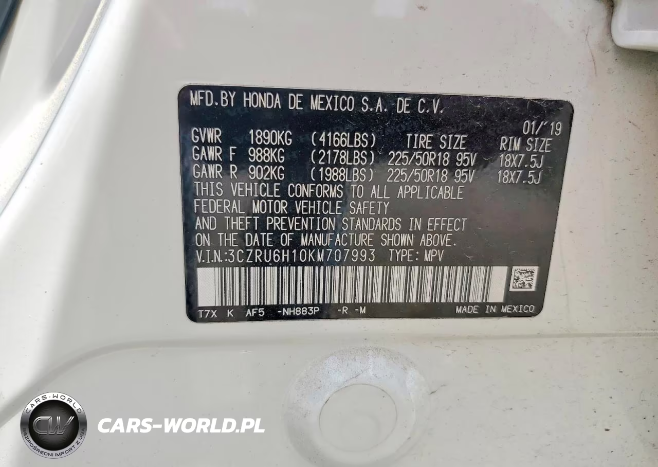 2019 Honda Hr-V Sport VIN:3CZRU6H10KM707993 - 14