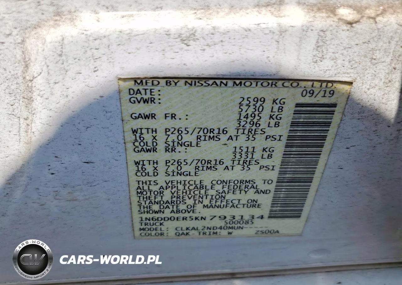 2019 Nissan Frontier Sv VIN:1N6DD0ER5KN793134 - 12