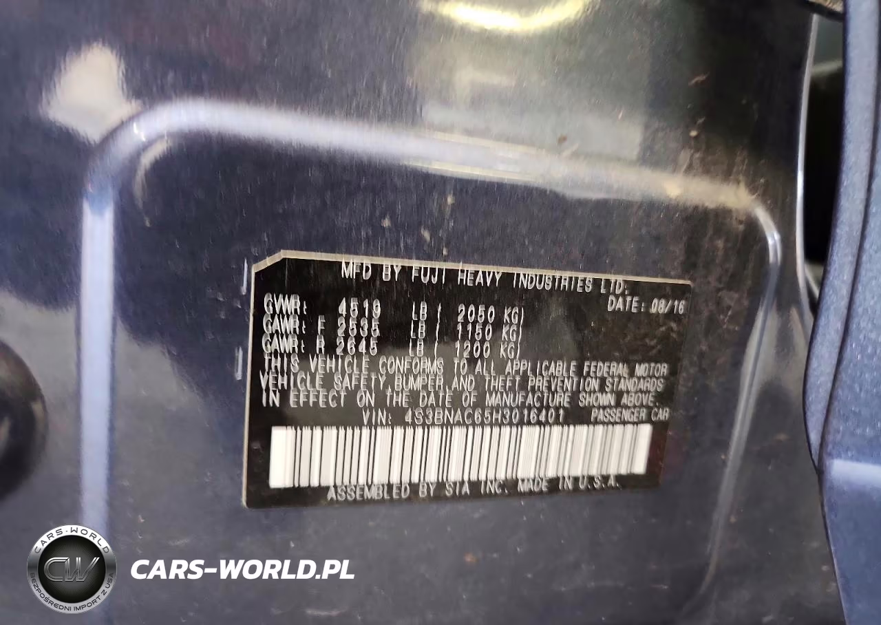 2017 Subaru Legacy 2.5I Premium VIN:4S3BNAC65H3016401 - 12