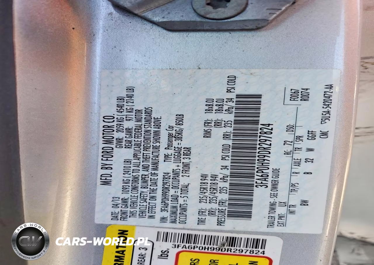 2013 Ford Fusion Se VIN:3FA6P0H99DR297824 - 12