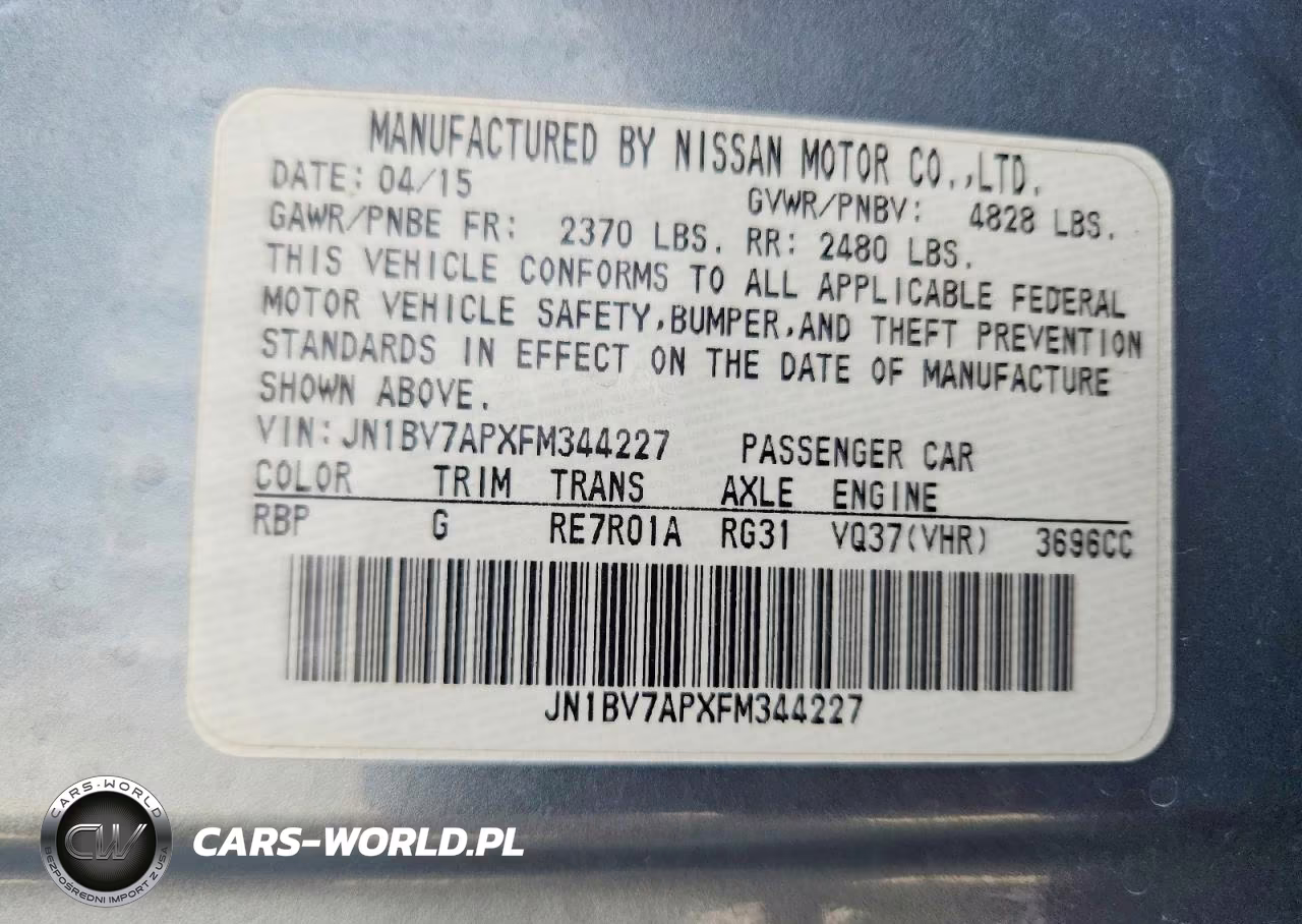 2015 Infiniti Q50 Base VIN:JN1BV7APXFM344227 - 12