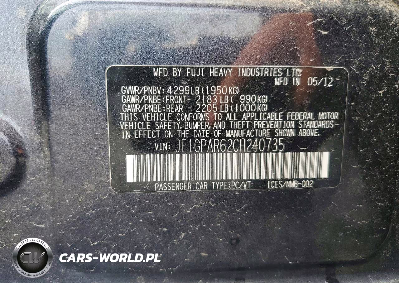 2012 Subaru Impreza 2.0I Sport Limited VIN:JF1GPAR62CH240735 - 12