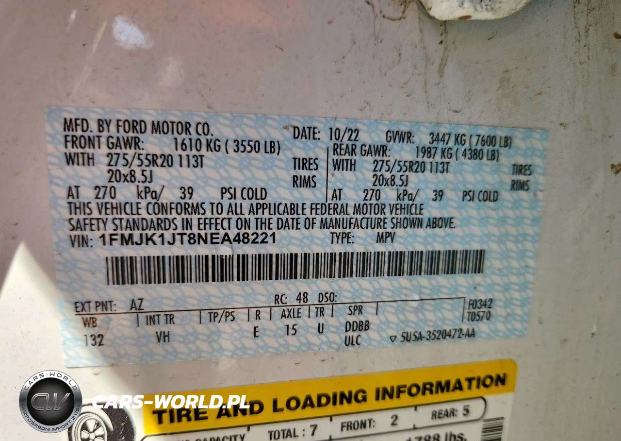 2022 Ford Expedition Max Xlt VIN:1FMJK1JT8NEA48221 - 14