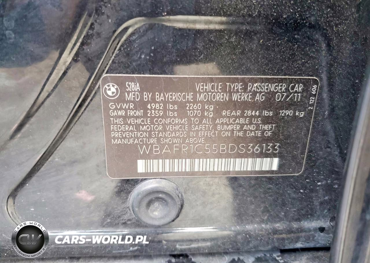 2011 BMW 528 I VIN:WBAFR1C55BDS36133 - 12
