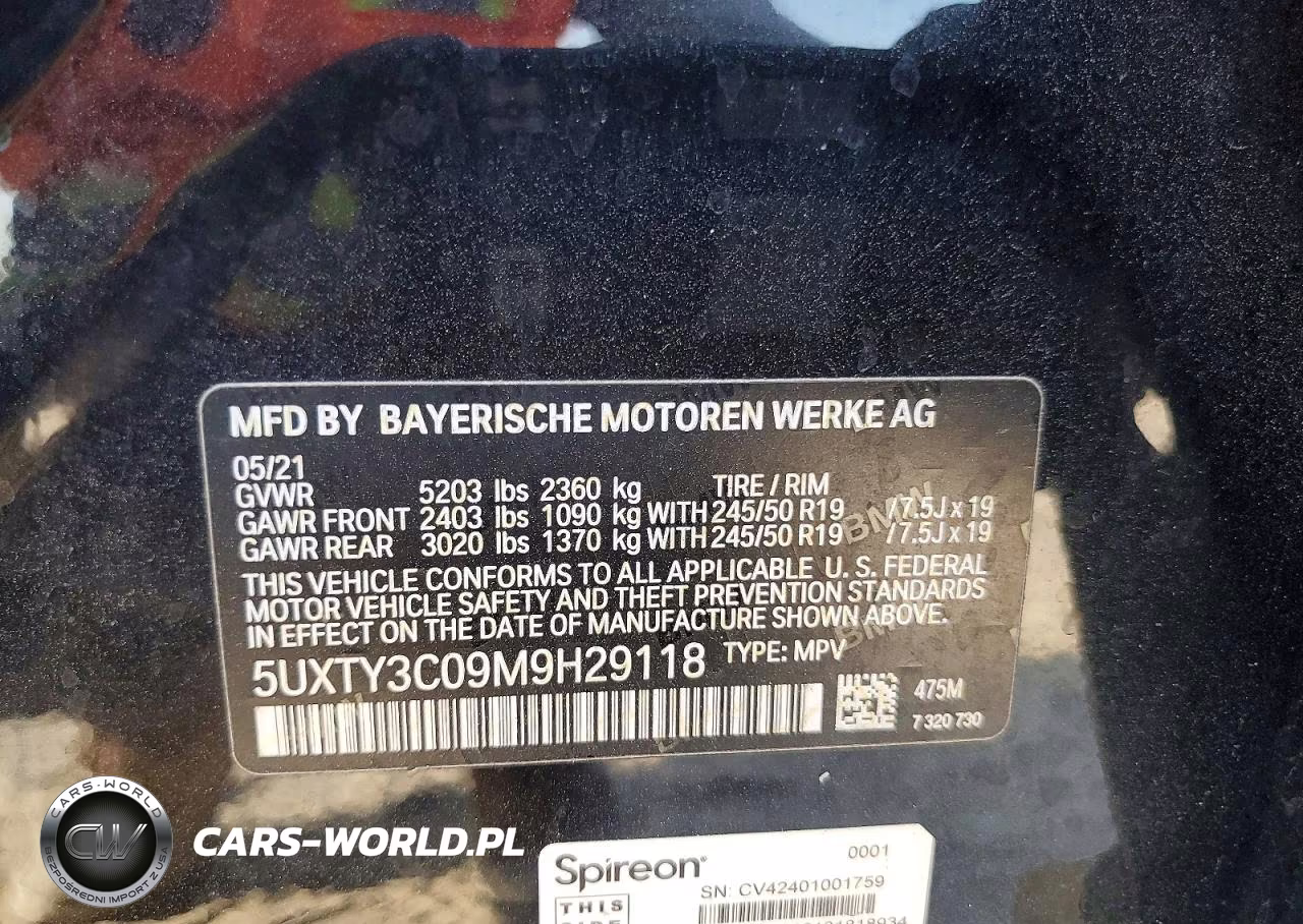 2021 BMW X3 Sdrive30I VIN:5UXTY3C09M9H29118 - 13