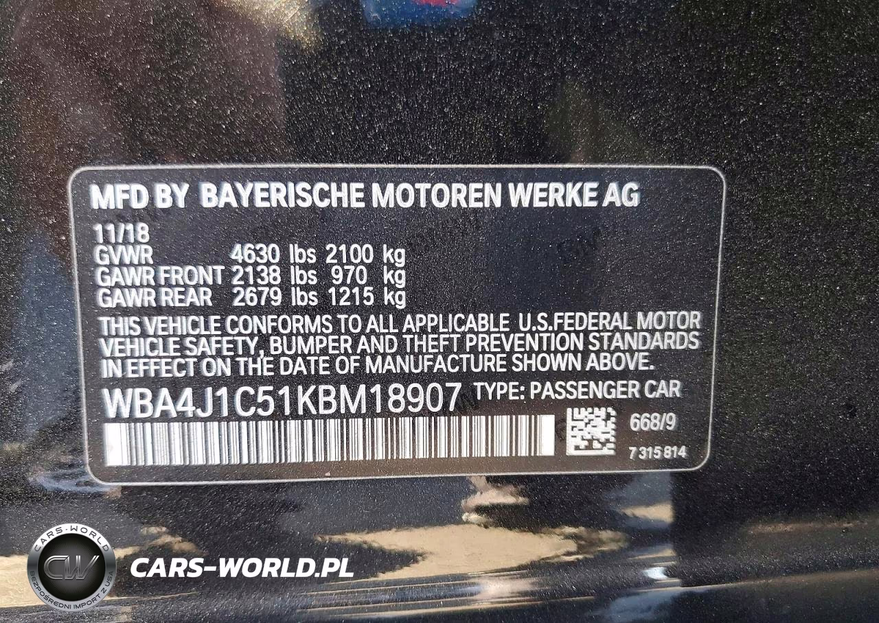 2019 BMW 430I Gran Coupe VIN:WBA4J1C51KBM18907 - 12