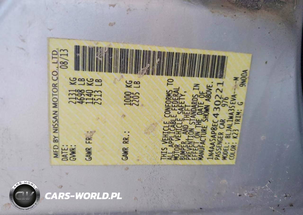 2014 Nissan Maxima 3.5 S VIN:1N4AA5AP8EC430221 - 12