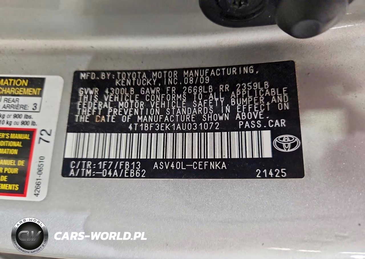 2010 Toyota Camry Base VIN:4T1BF3EK1AU031072 - 12