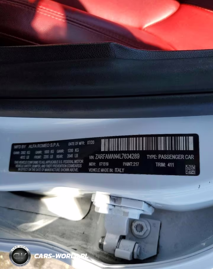2020 Alfa Romeo Giulia VIN:ZARFAMAN4L7634289 - 12