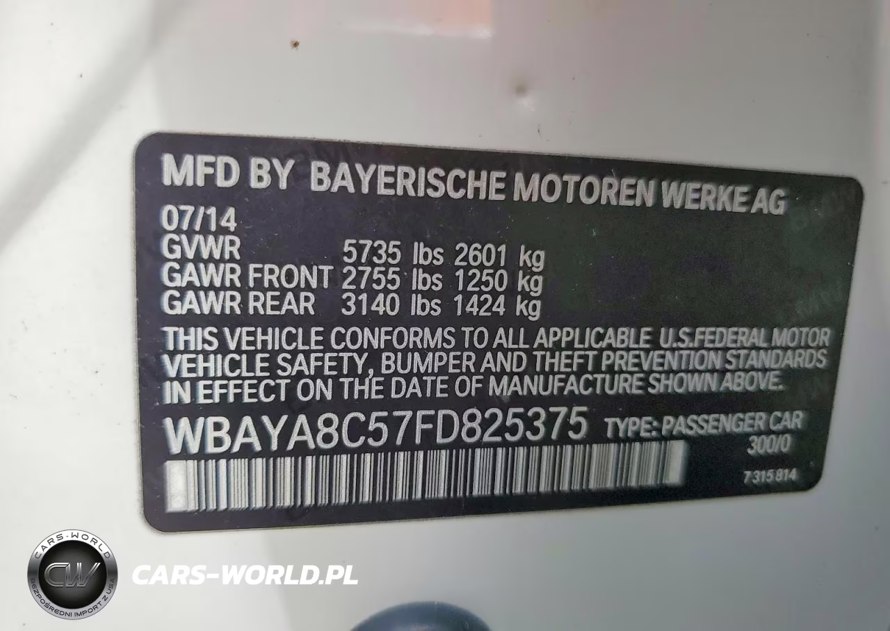 2015 BMW 750 I VIN:WBAYA8C57FD825375 - 12