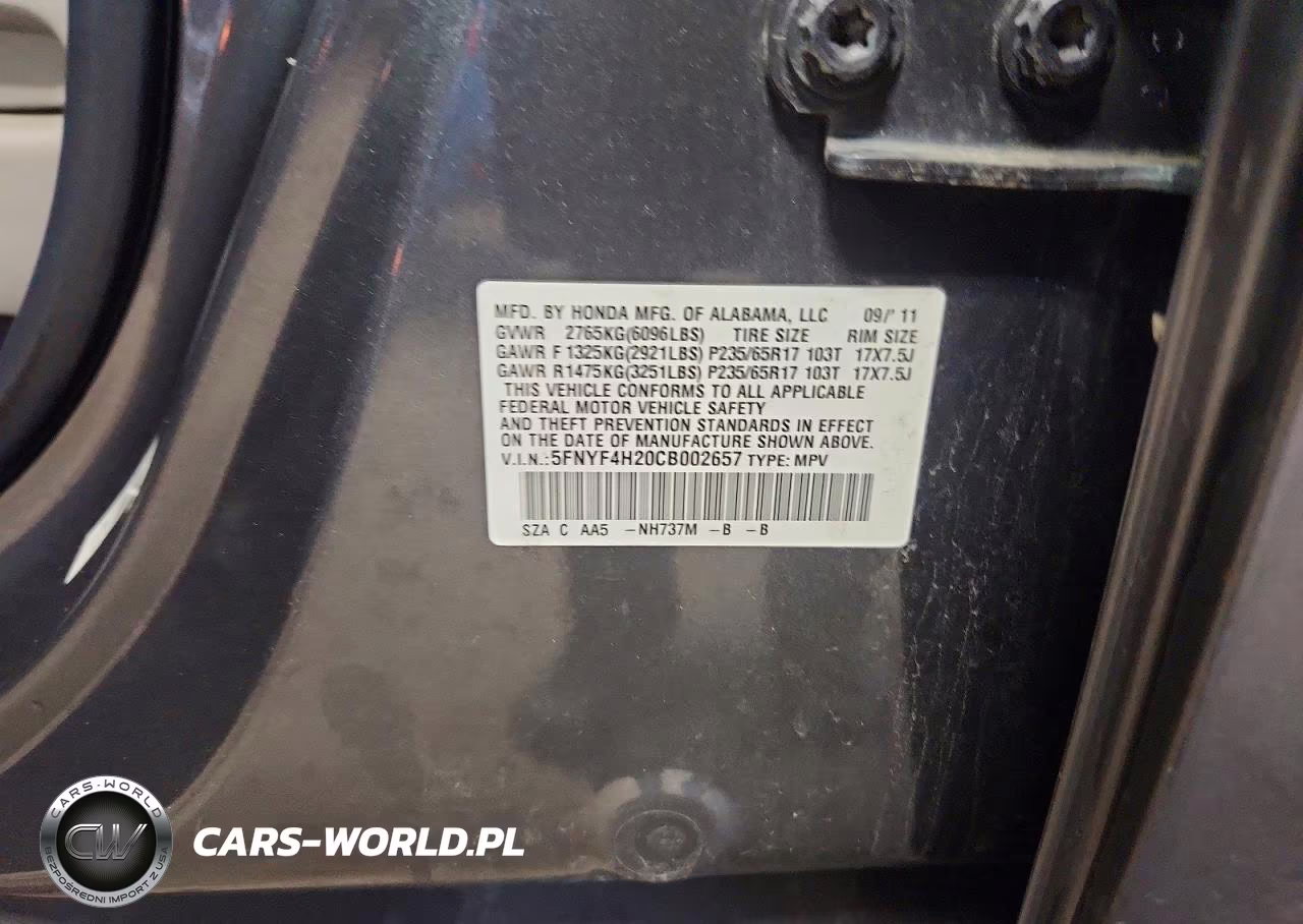 2012 Honda Pilot Lx VIN:5FNYF4H20CB002657 - 14