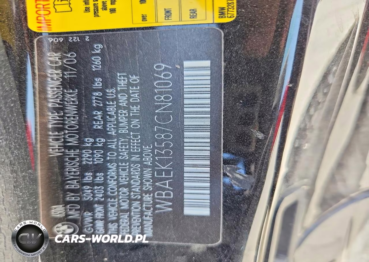 2007 BMW 650 I VIN:WBAEK13587CN81069 - 12
