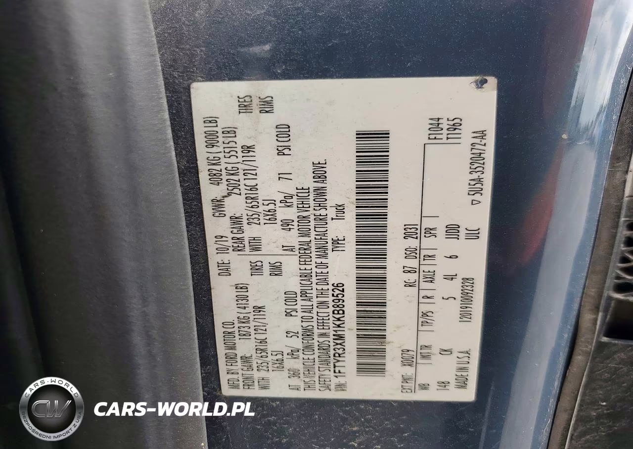 2019 Ford Transit T-250 VIN:1FTYR3XM1KKB89526 - 13