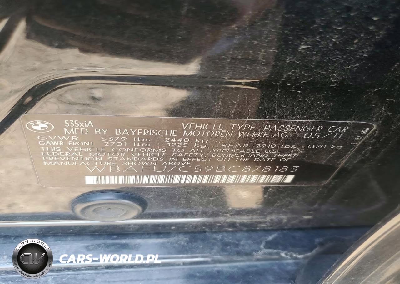 2011 BMW 535 Xi VIN:WBAFU7C59BC878183 - 12