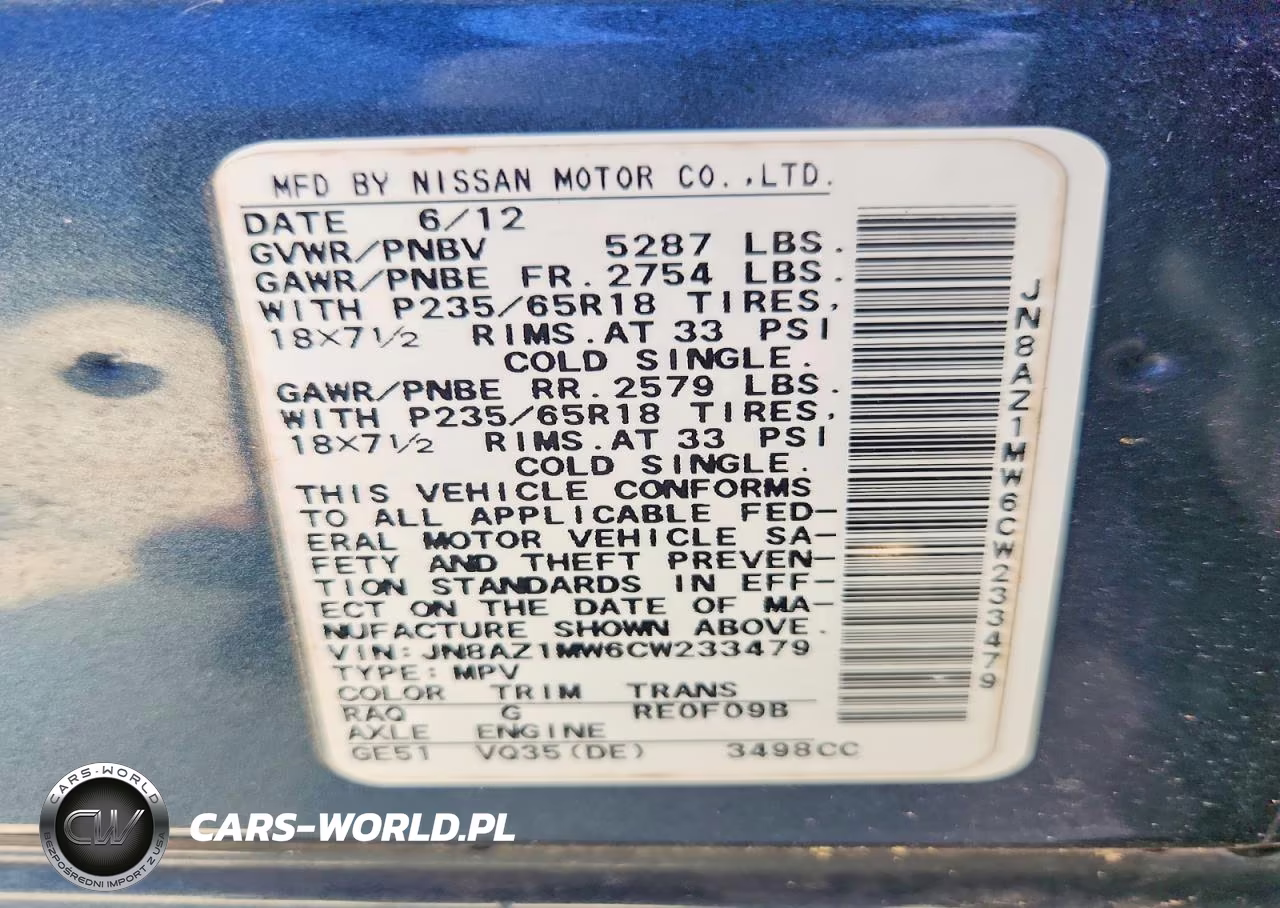 2012 Nissan Murano S VIN:JN8AZ1MW6CW233479 - 13