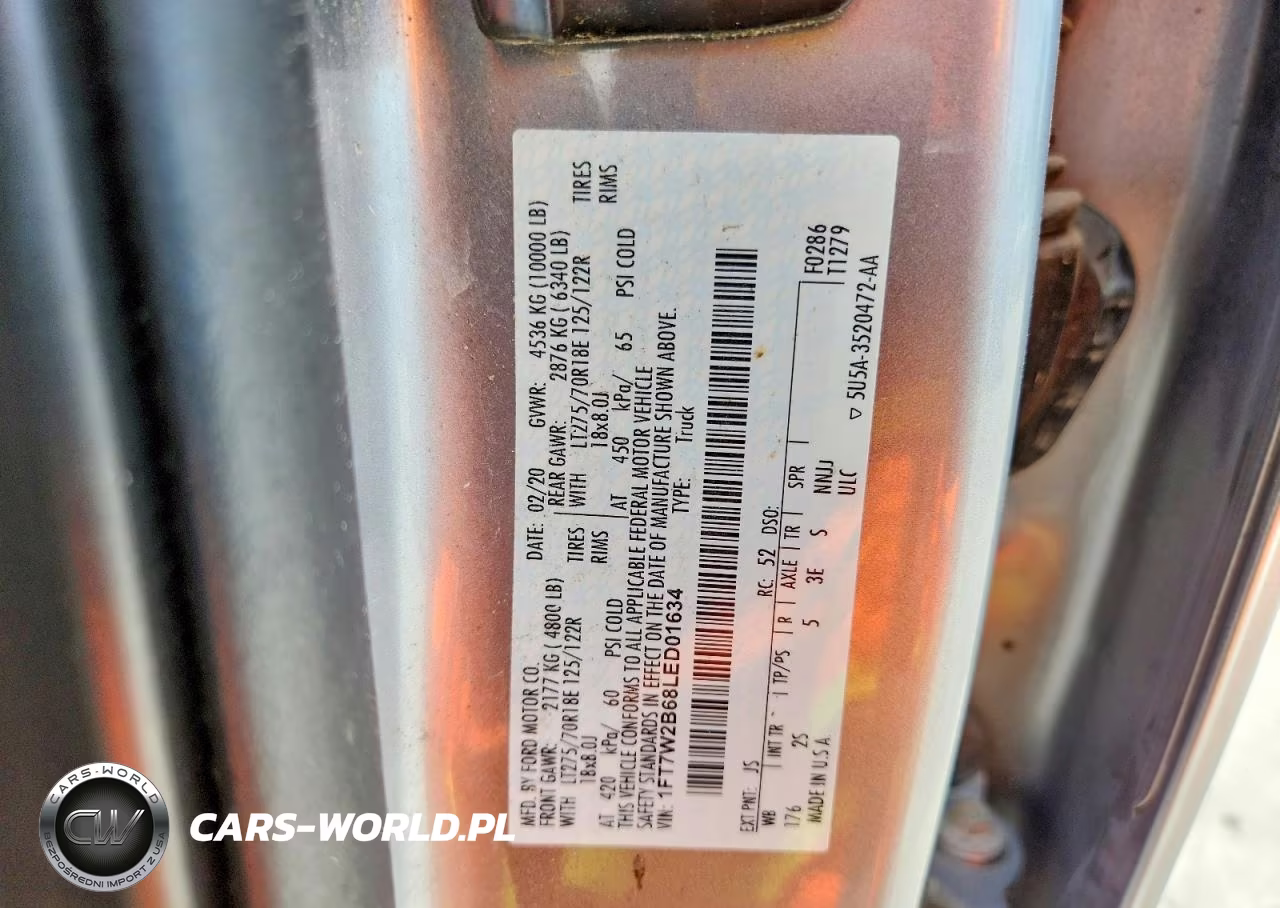 2020 Ford F250 Super Duty VIN:1FT7W2B68LED01634 - 12