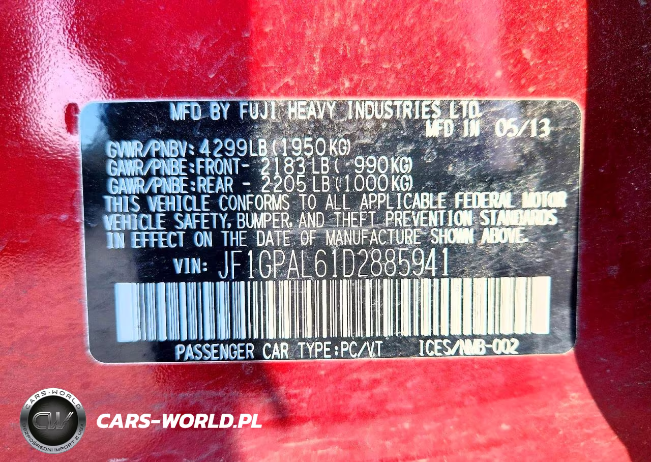2013 Subaru Impreza Sport Premium VIN:JF1GPAL61D2885941 - 13