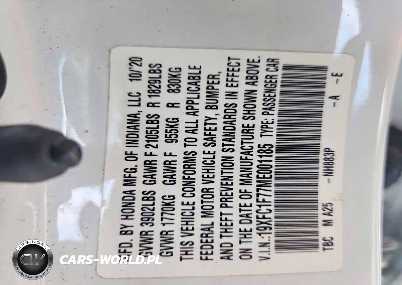 2021 Honda Civic Exl VIN:19XFC1F77ME001185 - 13