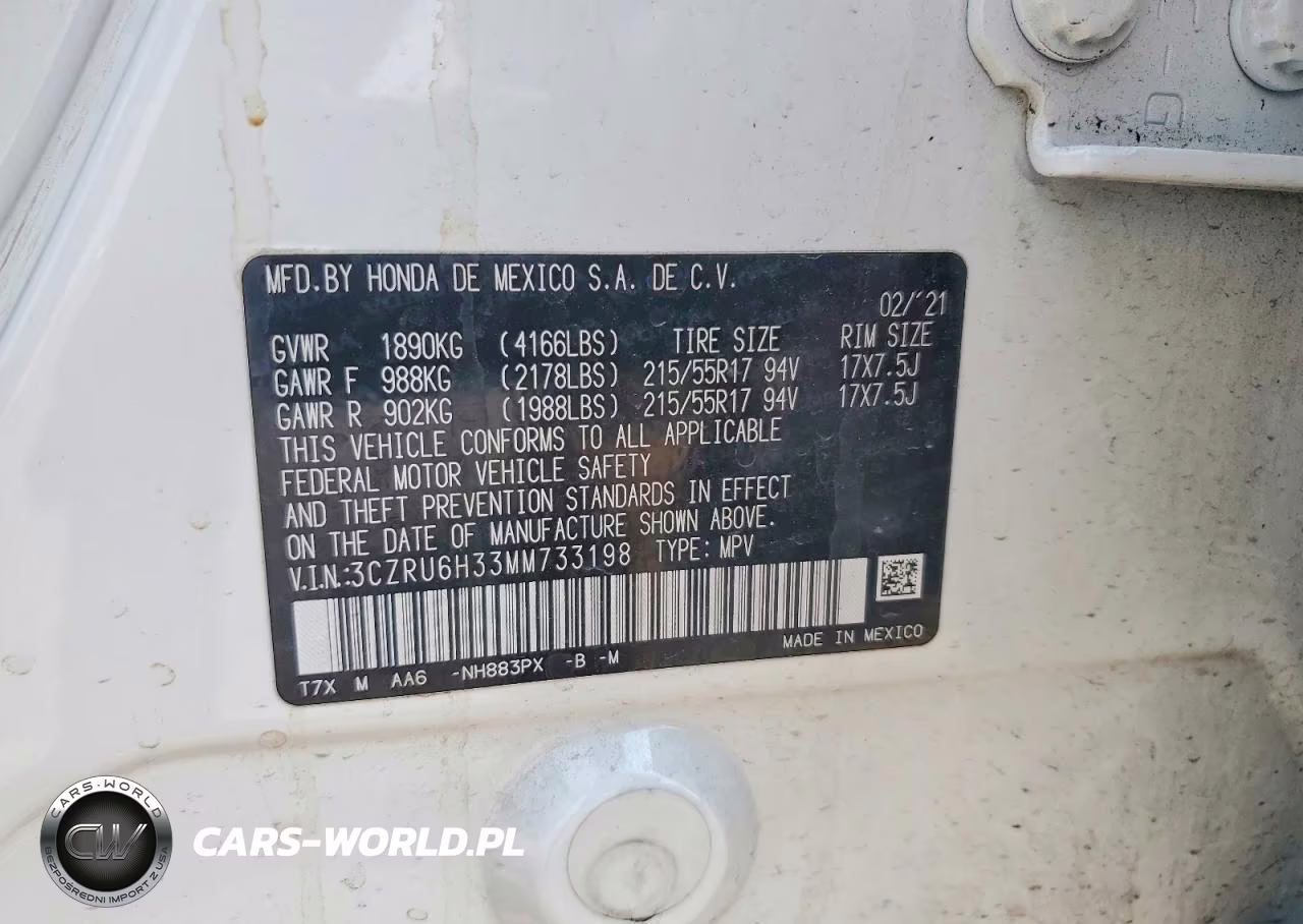 2021 Honda Hr-V Lx VIN:3CZRU6H33MM733198 - 13