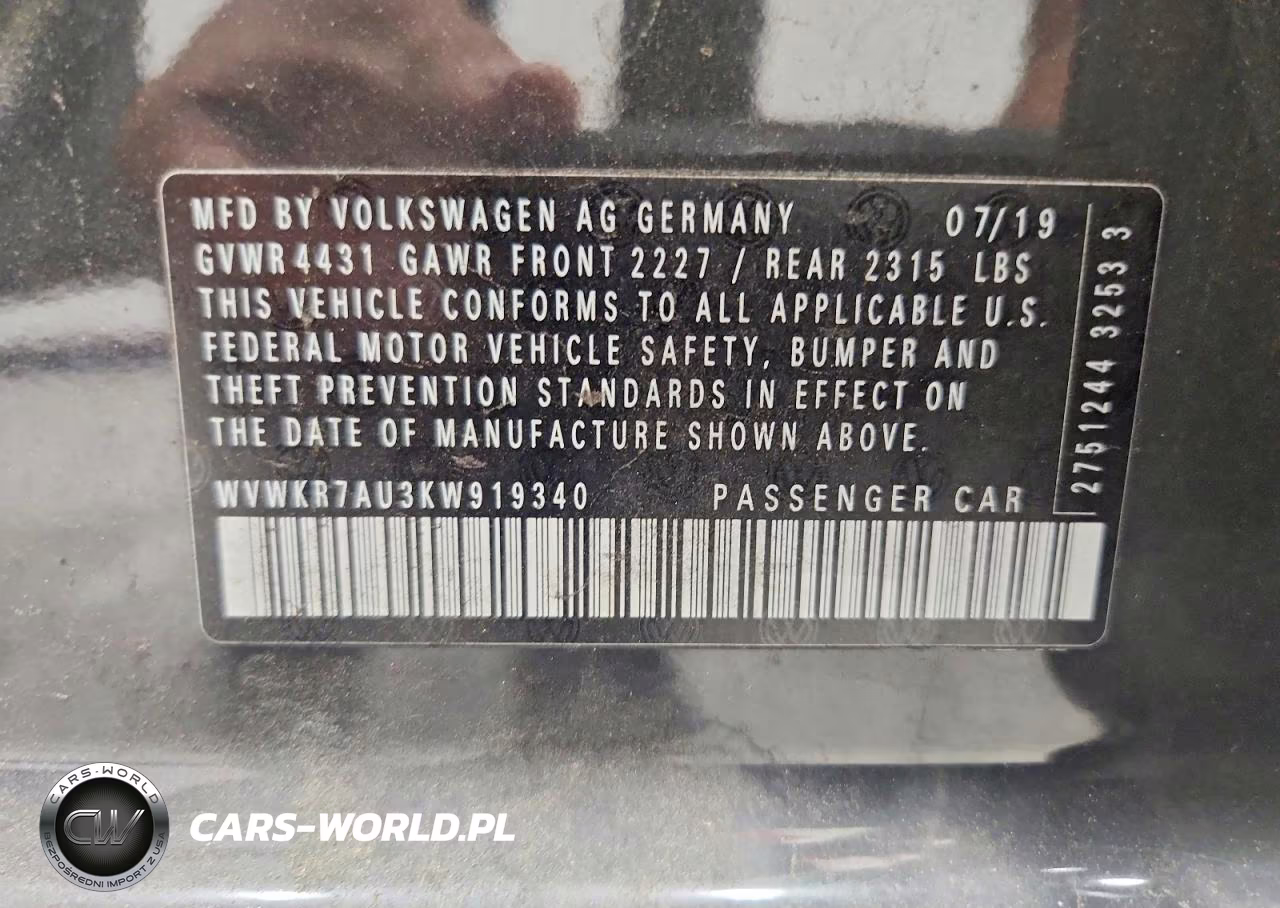2019 Volkswagen E-Golf Se VIN:WVWKR7AU3KW919340 - 12