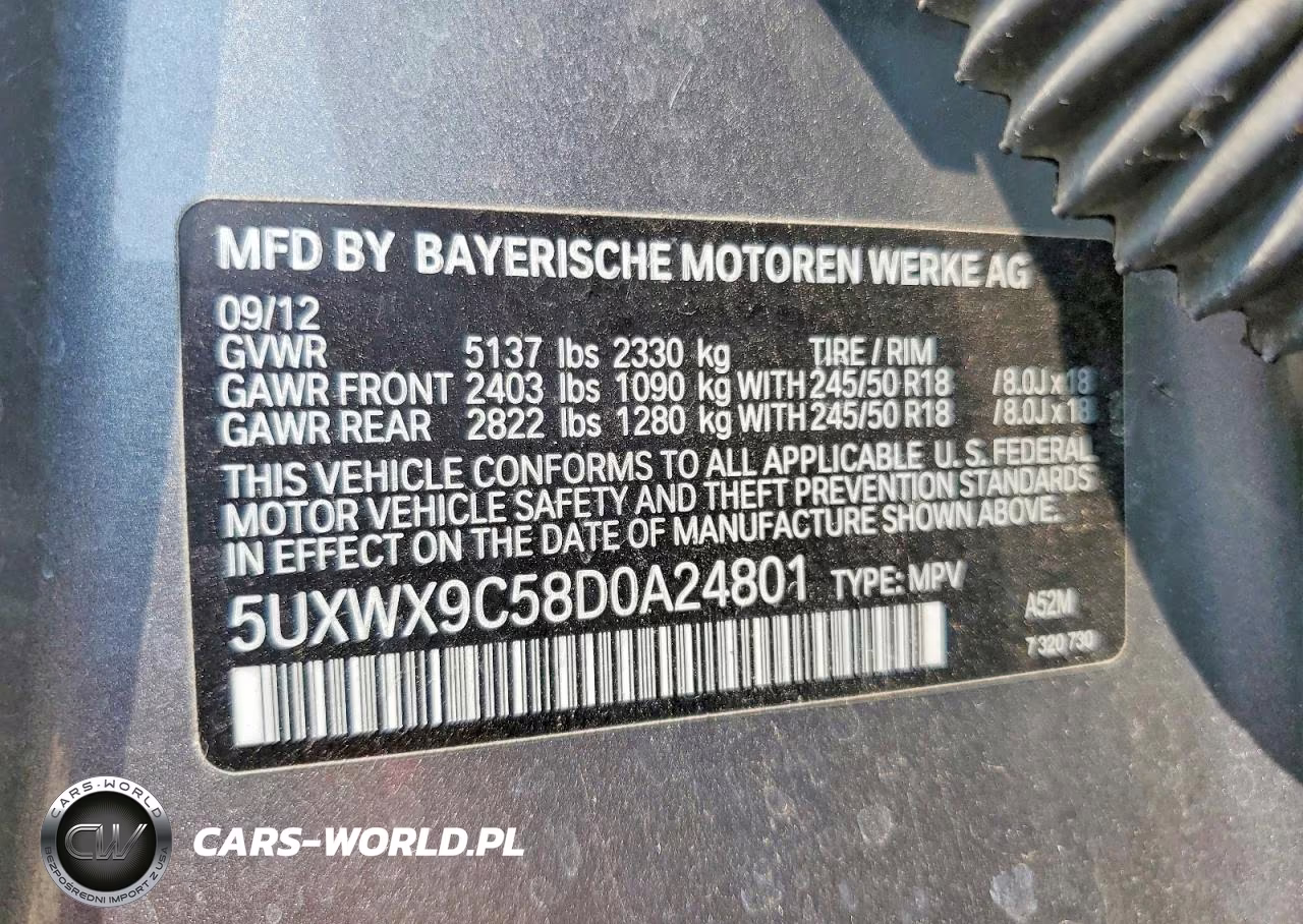 2013 BMW X3 xDrive28I VIN:5UXWX9C58D0A24801 - 13