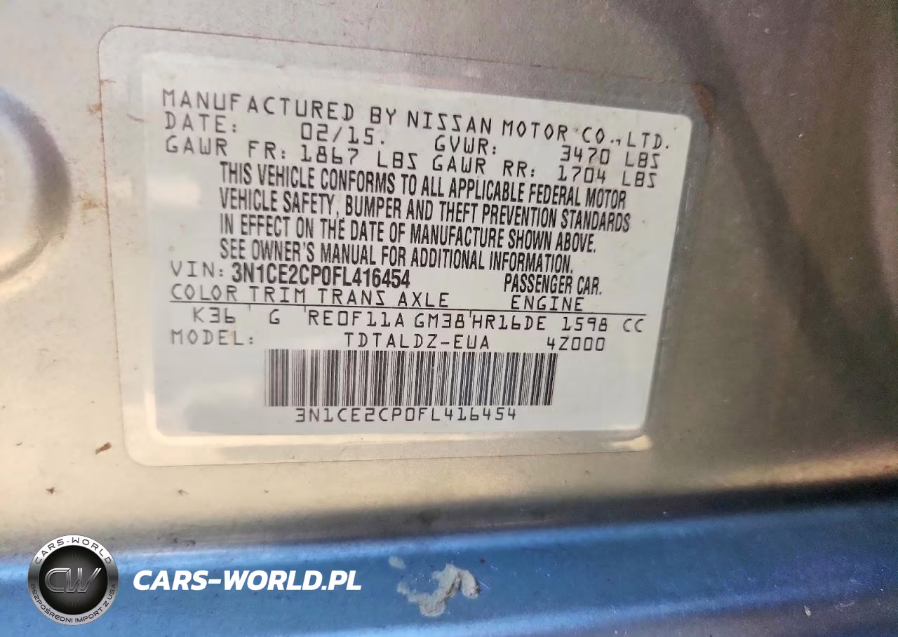 2015 Nissan Versa Note Sv VIN:3N1CE2CP0FL416454 - 12