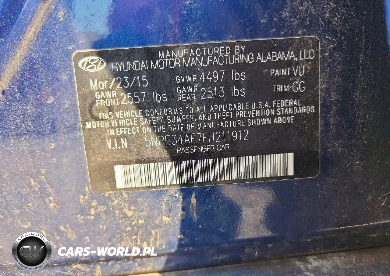 2015 03 PARTS SPORT VIN:5NPE34AF7FH211912 - 12