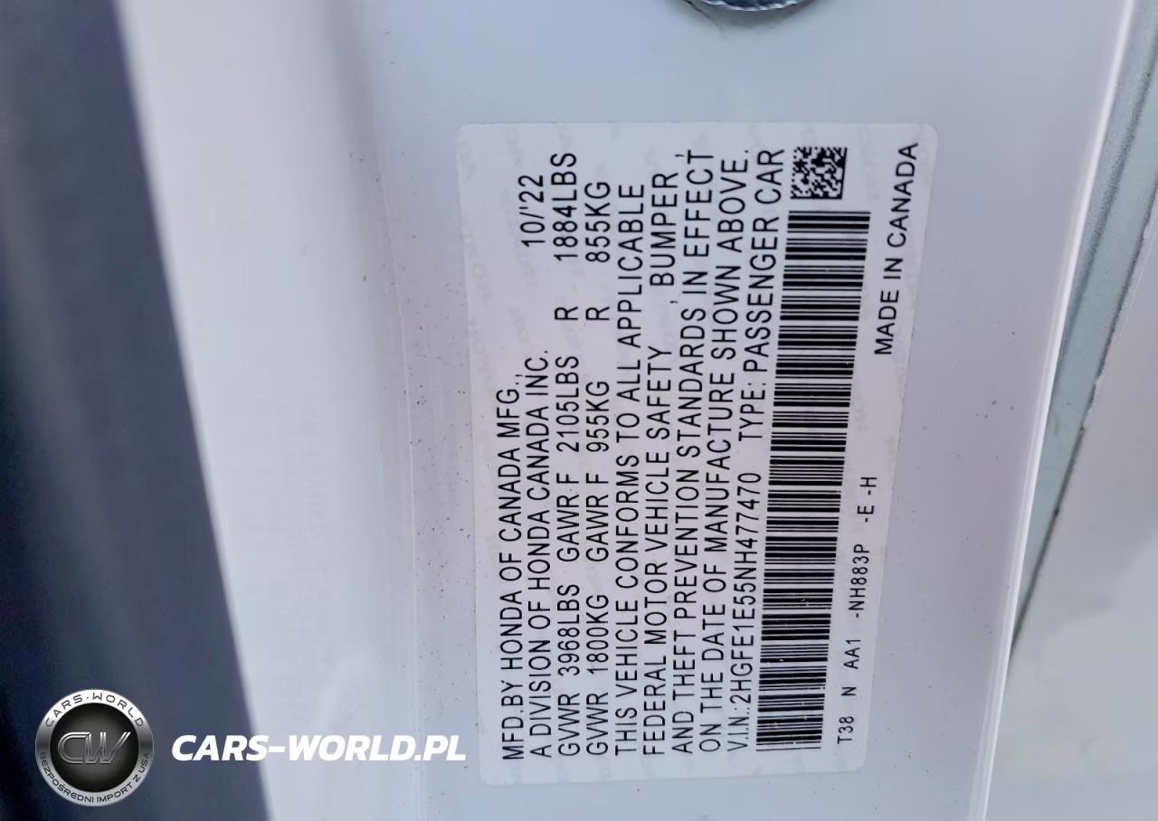 2022 Honda Civic Si VIN:2HGFE1E55NH477470 - 12
