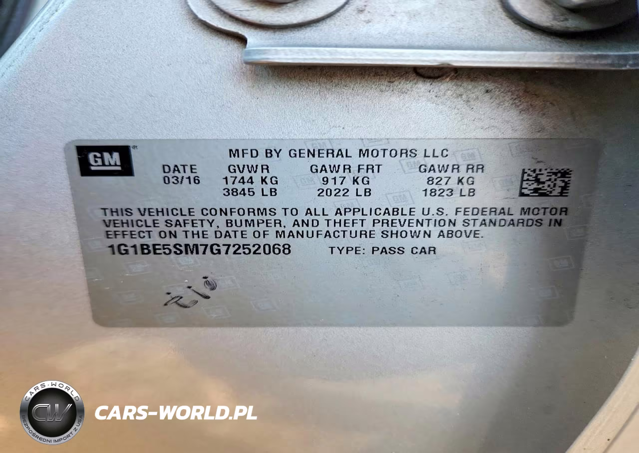 2016 Chevrolet Cruze Lt VIN:1G1BE5SM7G7252068 - 12