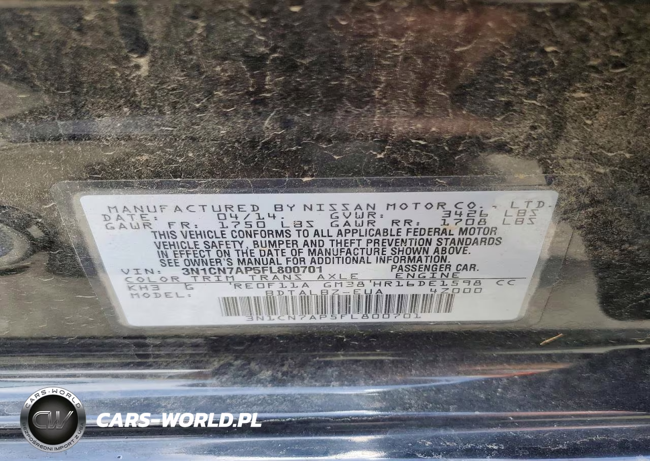 2015 Nissan Versa 1.6 Sv VIN:3N1CN7AP5FL800701 - 12