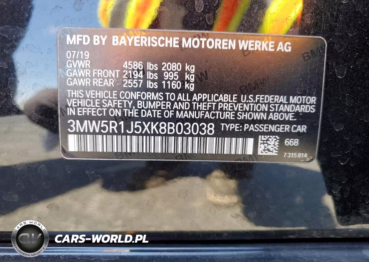 2019 BMW 330I VIN:3MW5R1J5XK8B03038 - 12