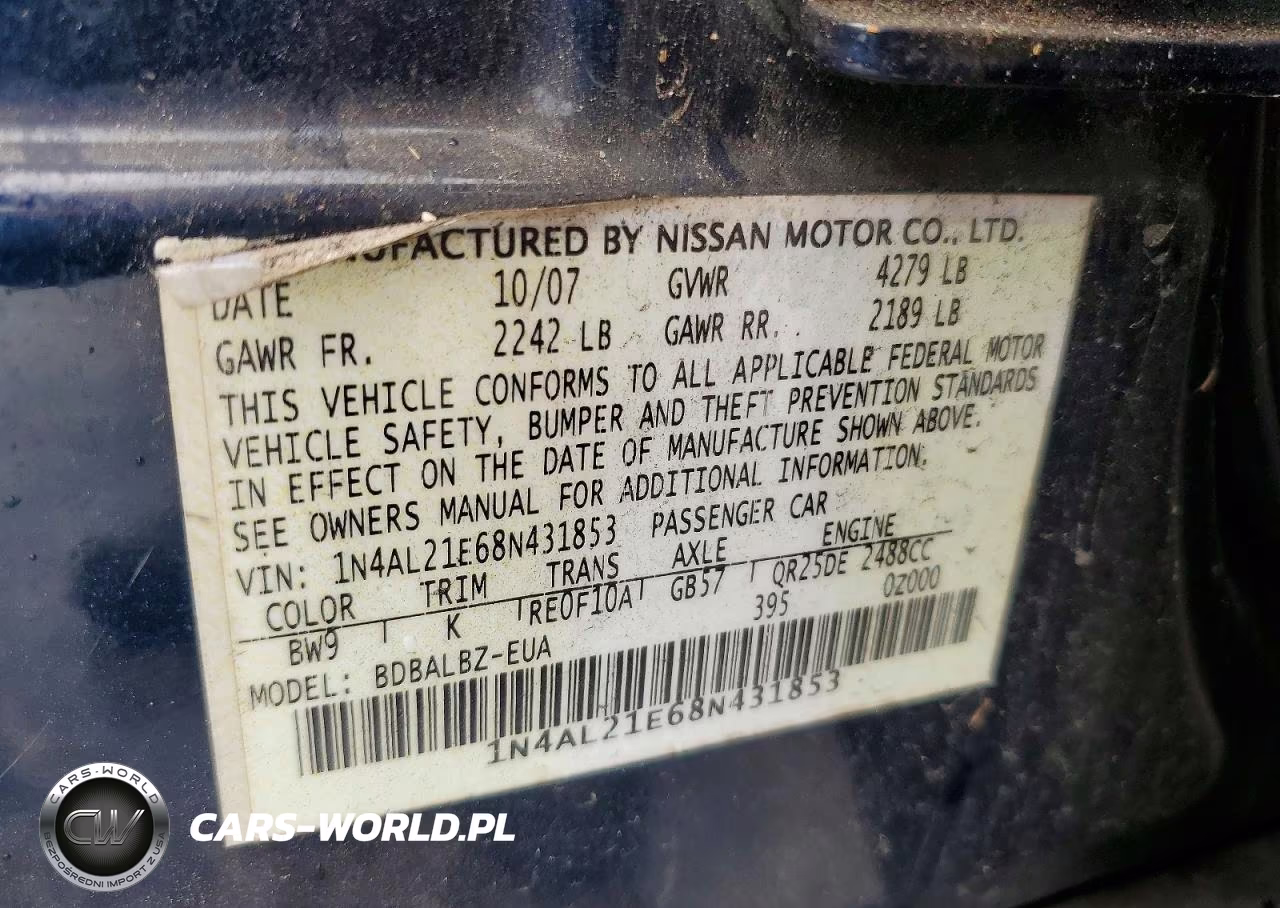 2008 Nissan Altima 2.5 VIN:1N4AL21E68N431853 - 13